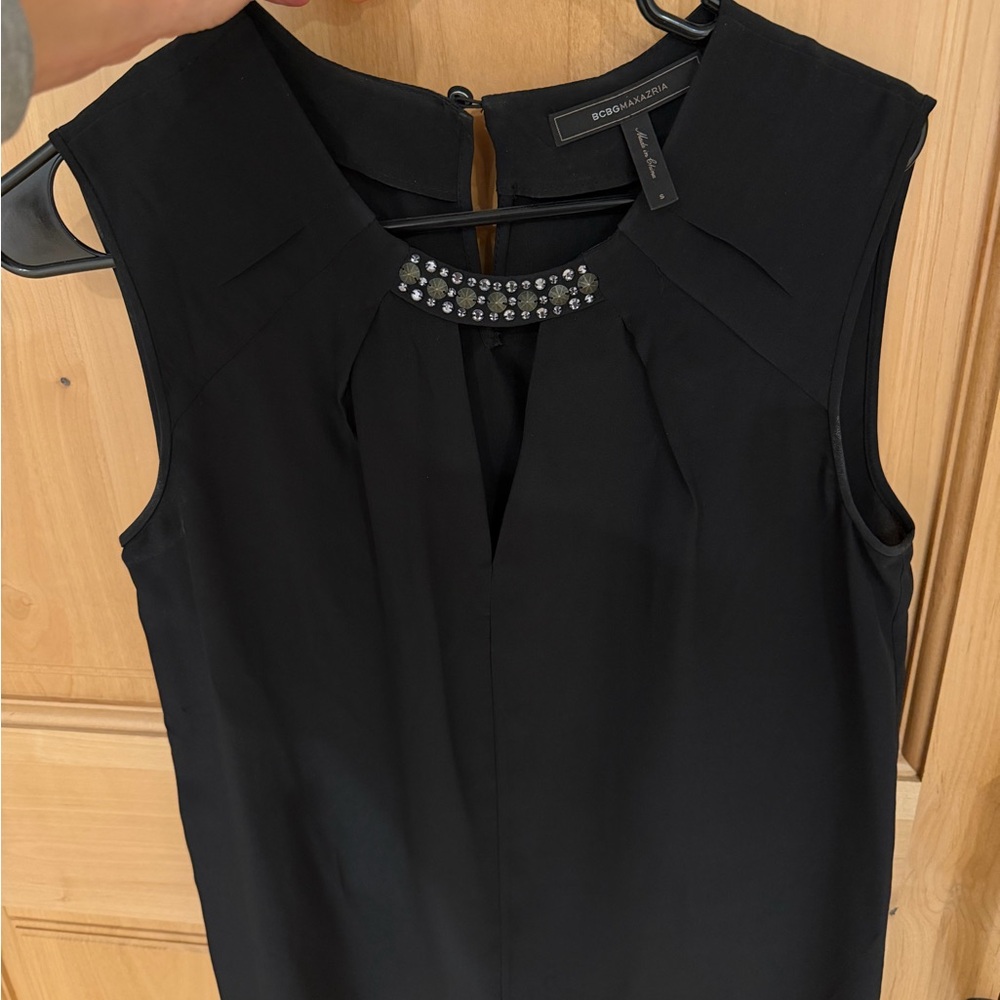 BCBGMaxAzria Black Top with Crystal Neckline